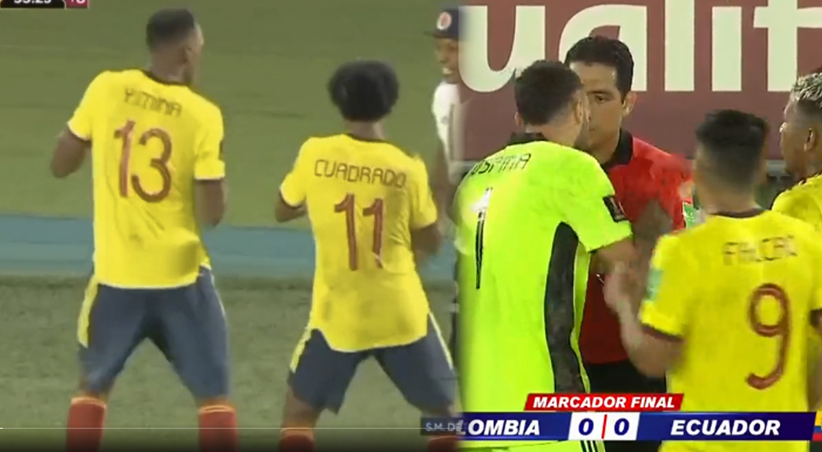 VAR anuló gol de Colombia ante Ecuador por mano de Yerry Mina