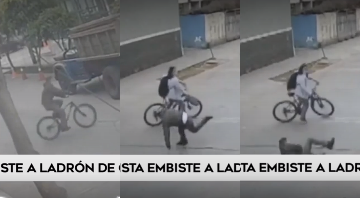 Surquillo: ciclista evita robo embistiendo a delincuente