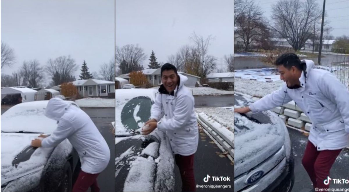 TikTok: peruano ve nieve por primera vez y su reacción es viral