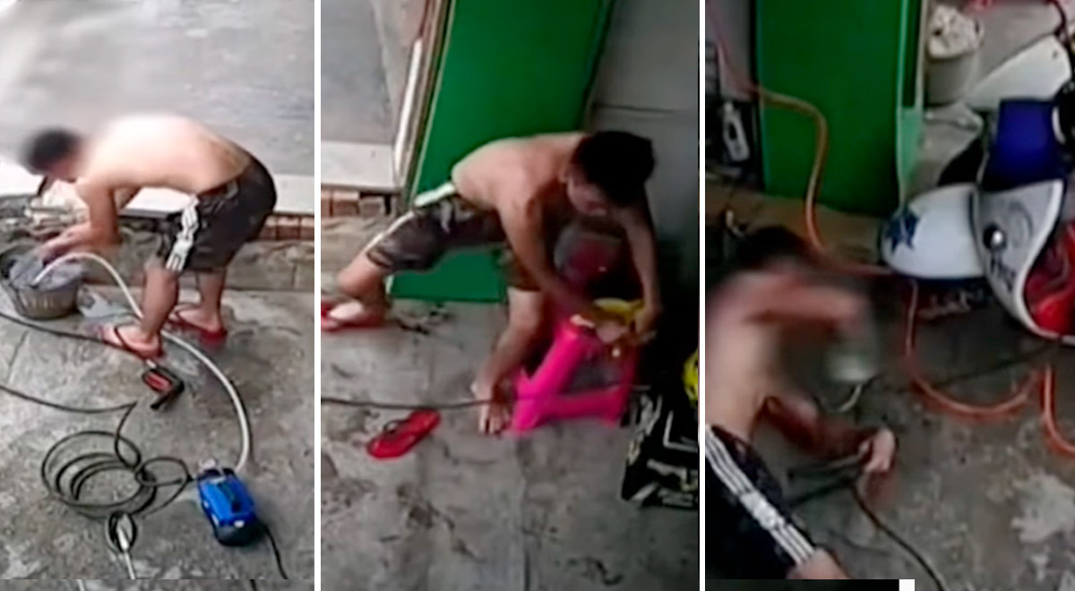 Man saves his own life after escaping from a strong electric shock.