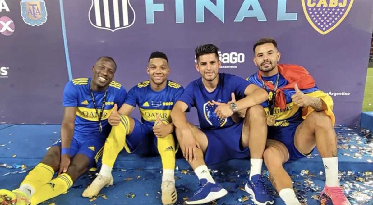 Advíncula y Zambrano celebraron el título con colombianos de Boca Juniors