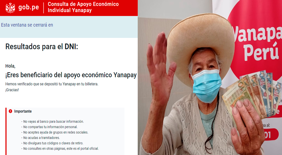 LINK Bono Yanapay: Consulta AQUÍ si eres beneficiario y la modalidad de pago de S/ 350