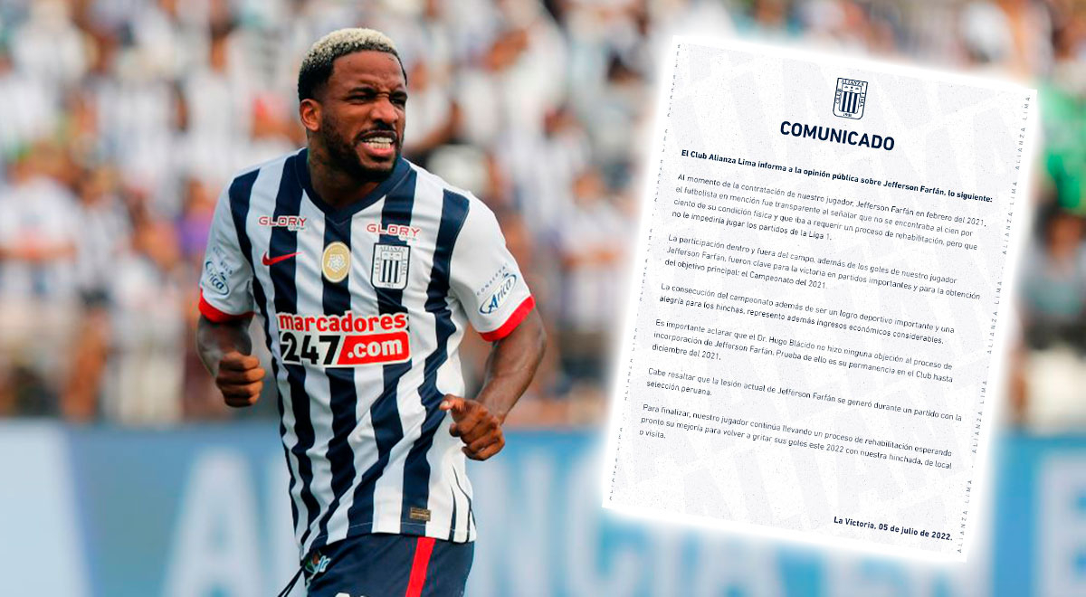 Alianza Lima no se guarda nada y aclara estado de salud de Jefferson Farfán