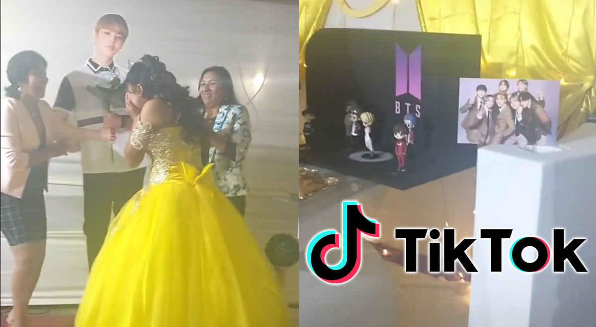 Quinceañera fan de BTS se emociona con chambelán Jimin en cartón