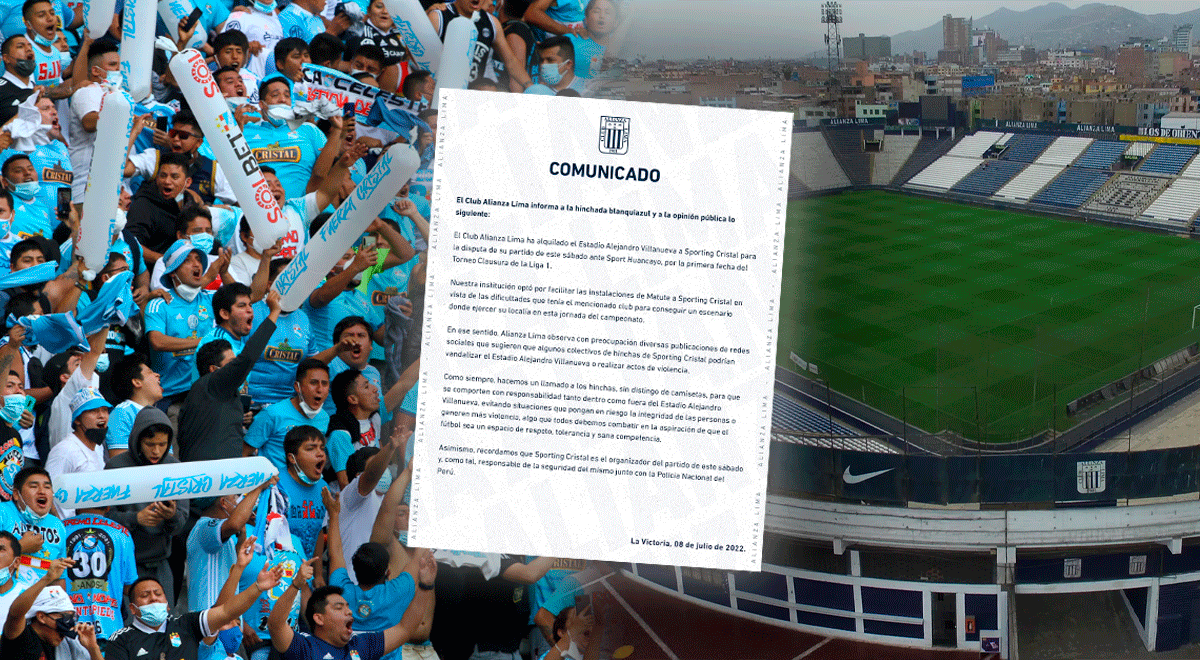 Alianza Lima denuncia posible mal comportamiento de hinchas de Sporting Cristal en Matute