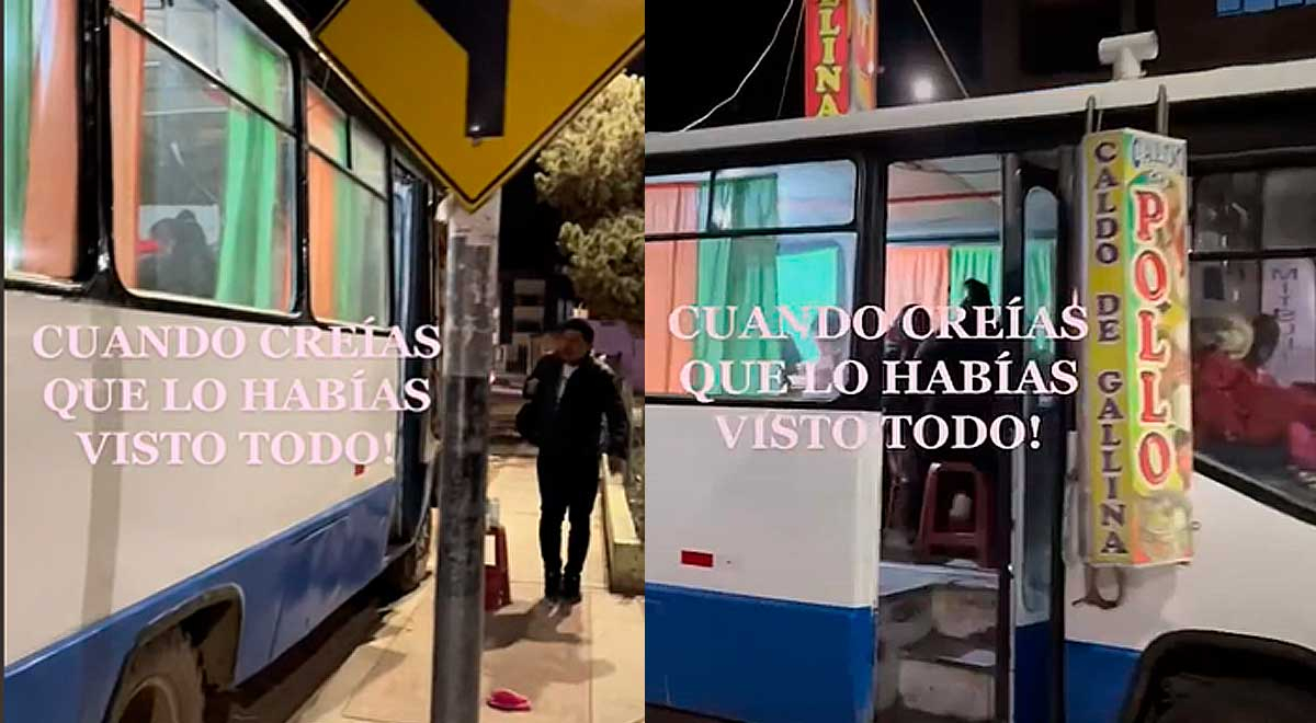 Peruano convierte su bus en restaurante de caldo de gallina y su creatividad es viral
