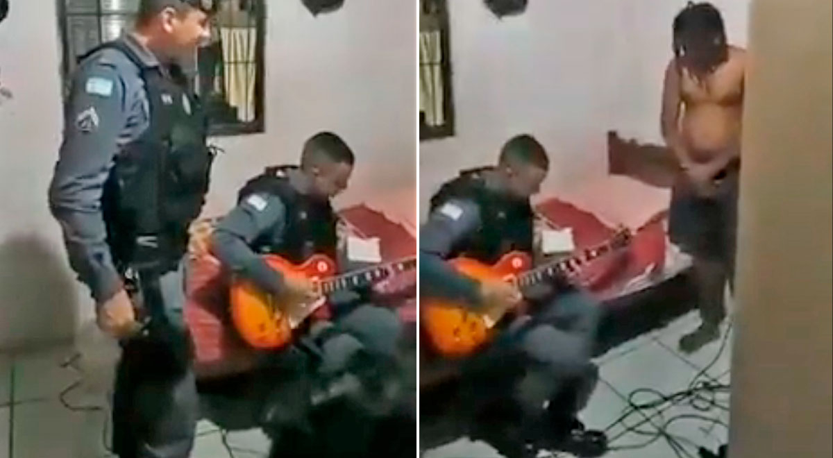 Policía allana casa de presunto delincuente, pero al ver guitarra se pone a rockear