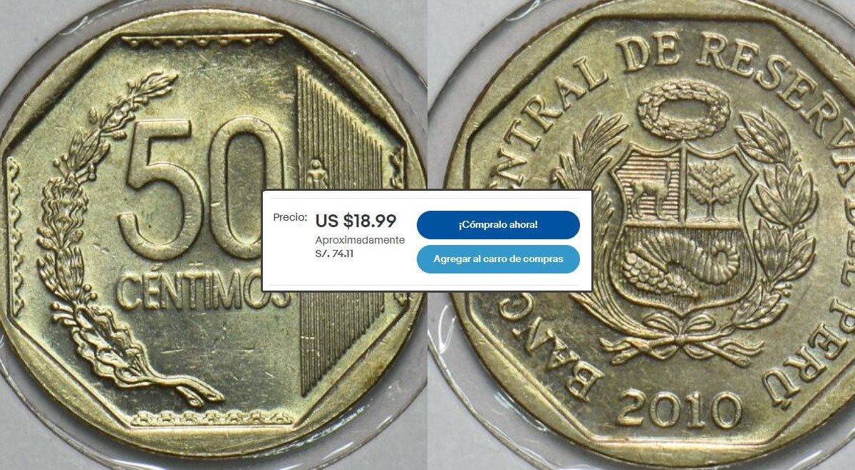 Moneda de 50 céntimos del año 2010 ahora vale más de 70 soles