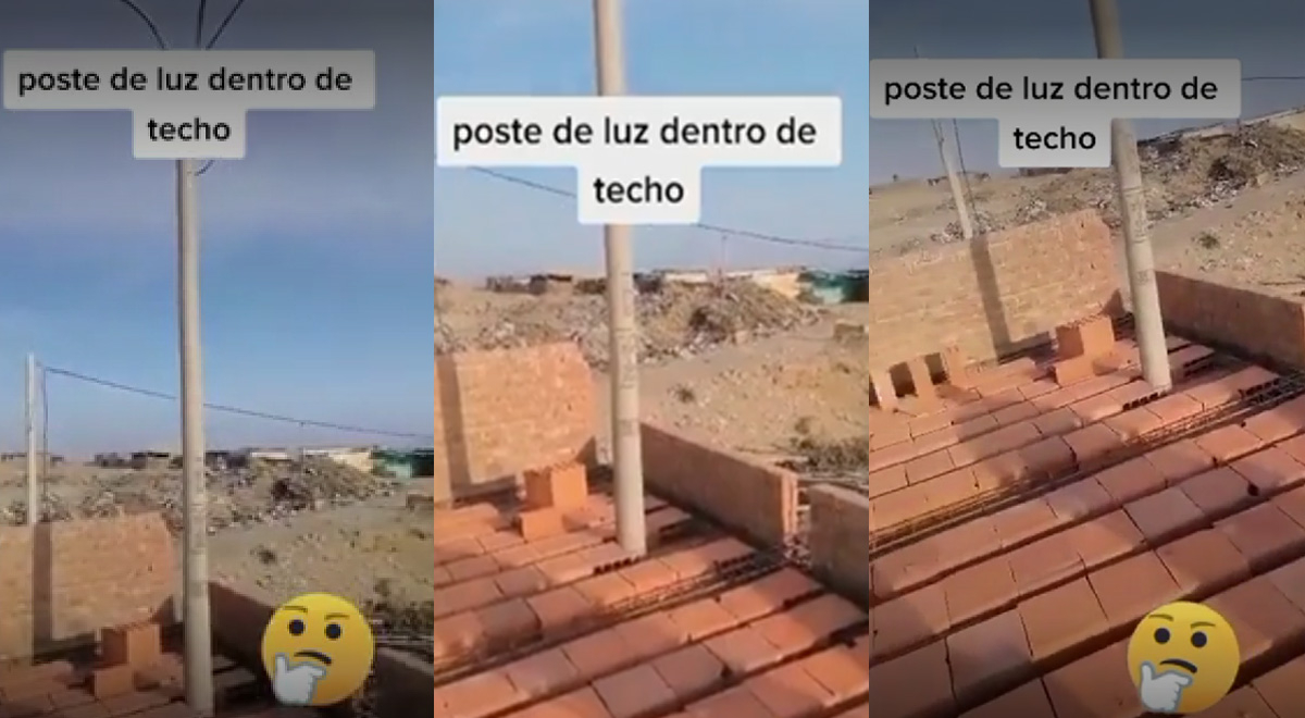 TikTok: Albañiles peruanos construyen vivienda con poste de luz en su interior