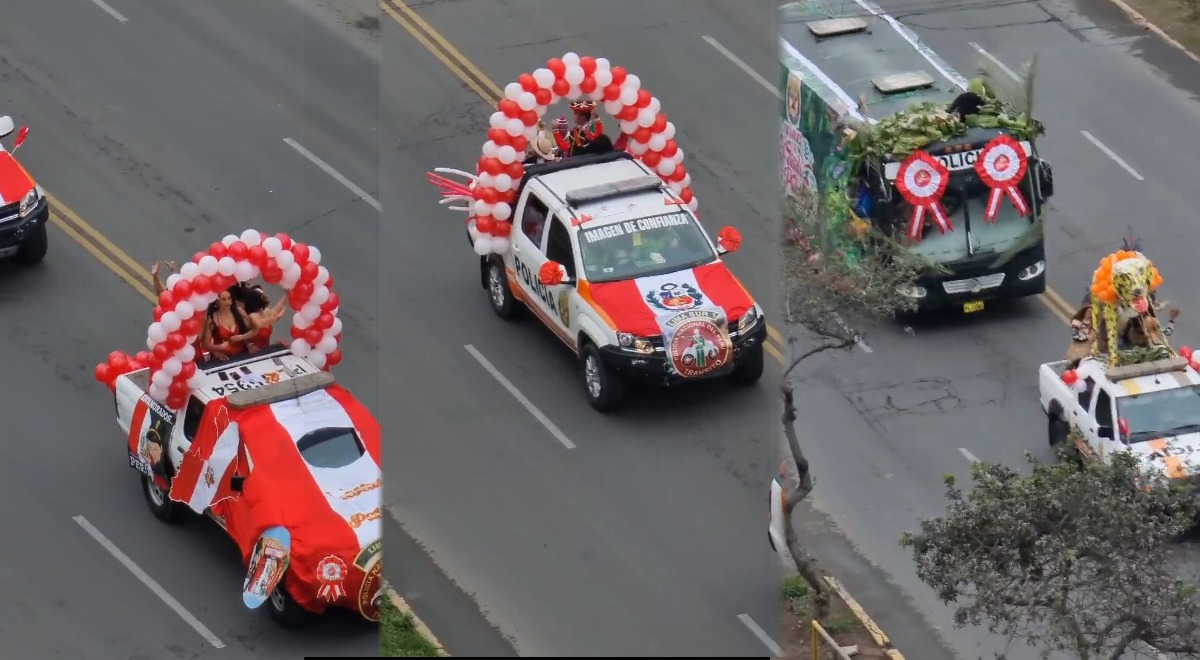 A falta de tanques y soldados, PNP realiza peculiar desfile en la avenida Brasil