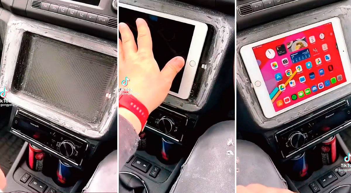 TikTok: Su carro vino sin pantalla táctil, pero le instaló un Ipad y ahora es feliz