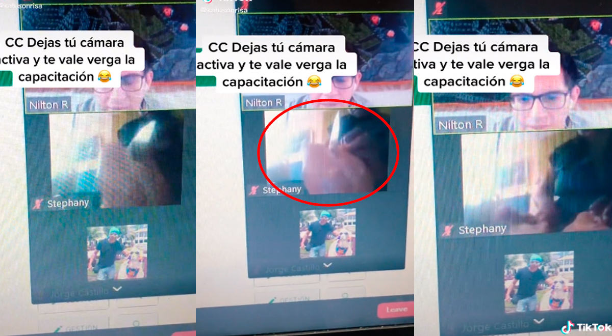 Peruana se olvida apagar su cámara en clase virtual y es captada cortando pollo