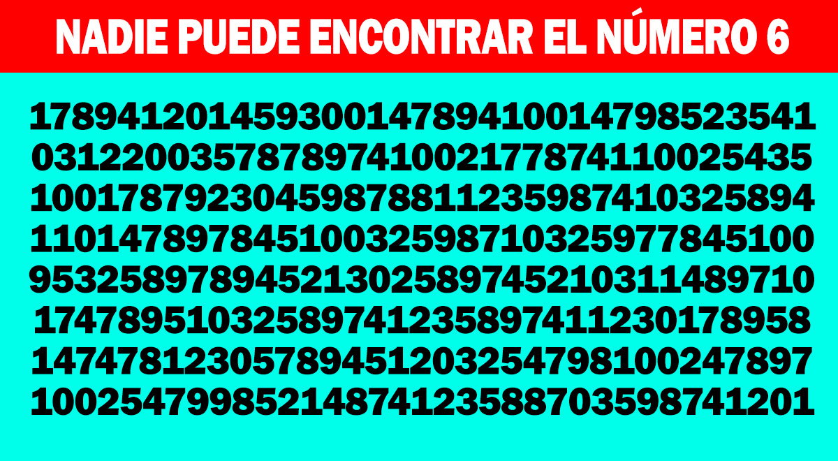 Reto visual nivel IMPOSIBLE: ¿podrás encontrar el número '6' en solo 5 SEGUNDOS?