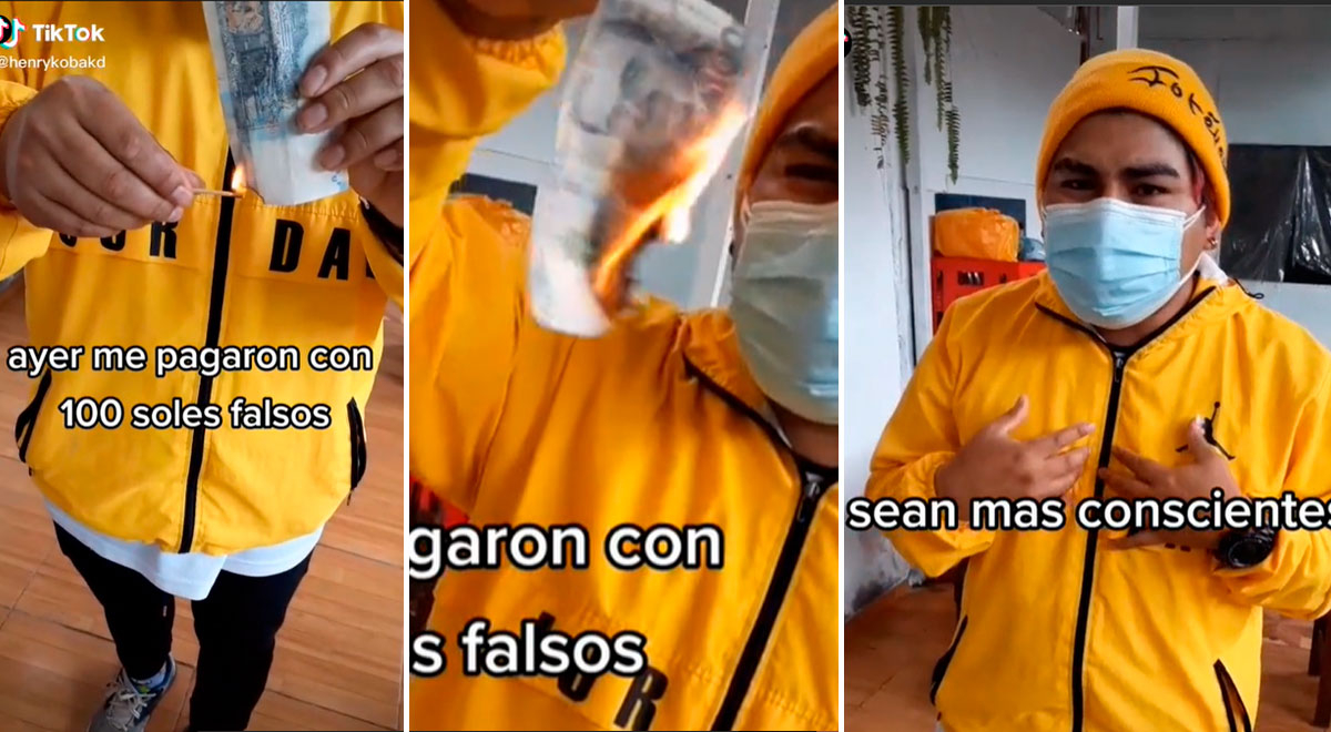 Peruano prende fuego a billete de S/ 100 falsos y deja reflexivo mensajes en redes 