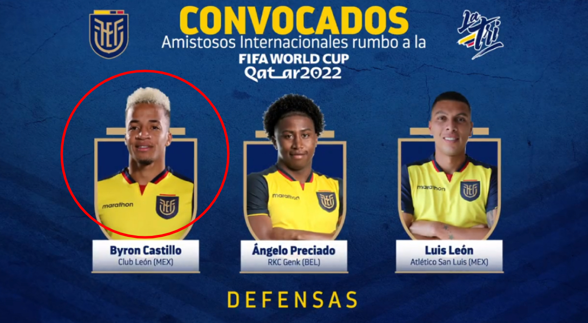 Con Byron Castillo: Ecuador reveló su lista de convocados para la fecha FIFA