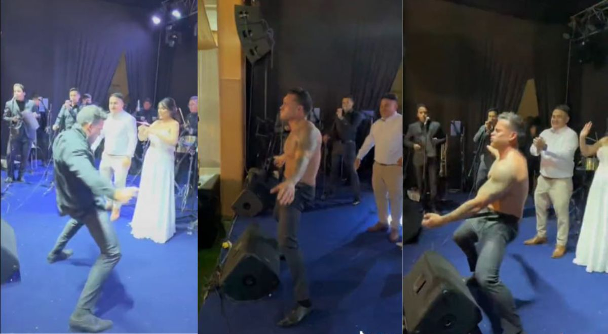 Christian Domínguez lo volvió a hacer: se quitó la camisa para bailar en un matrimonio