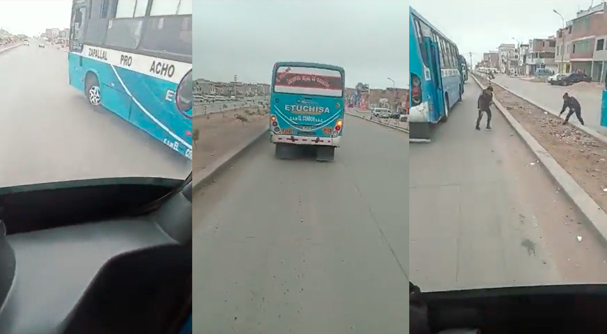 Buses de 'Los Chinos' se cierran el paso, chocan violentamente y pasajeros estallan de pánico