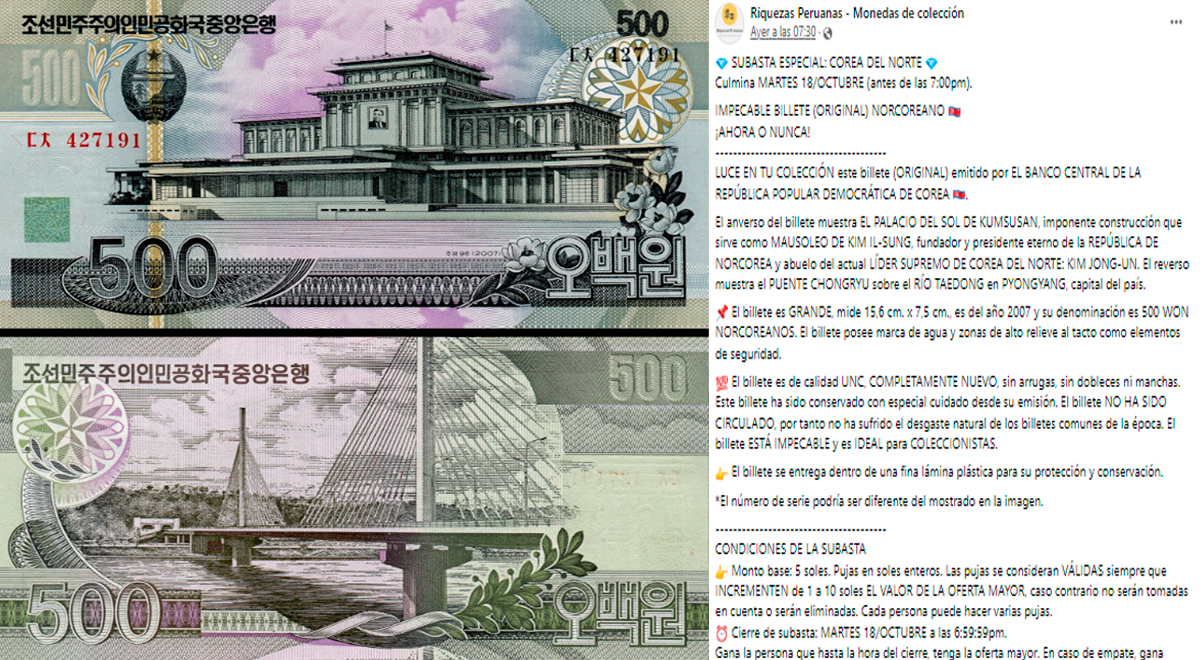 Peruano subasta billete antiguo de Corea del Norte y usuarios se 'pelean' por tenerlo