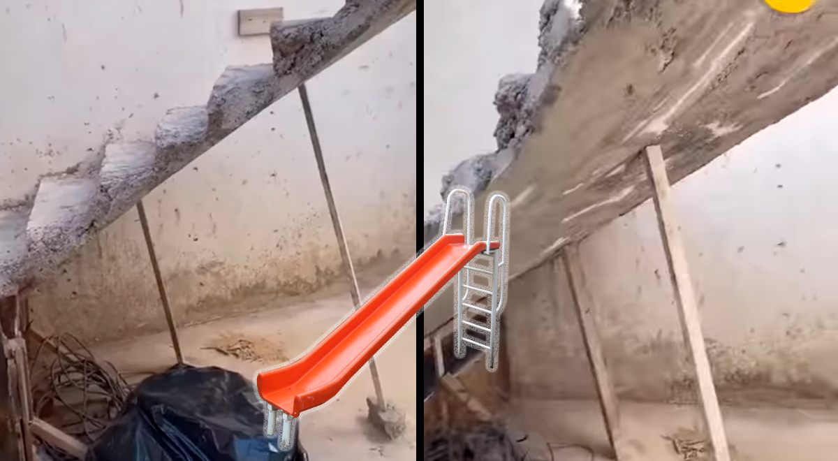 TikTok: contratan a albañil para construir escalera pero hace una 'resbaladera'