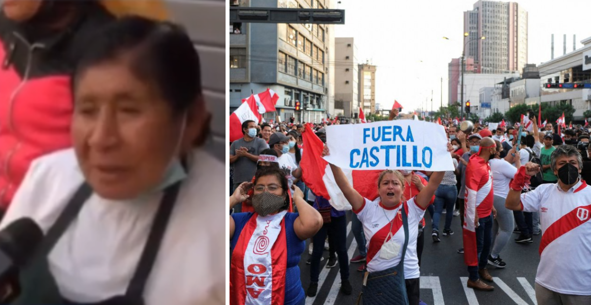 Manifestantes de la marcha contra Pedro Castillo robaron gaseosas a mujer ambulante 