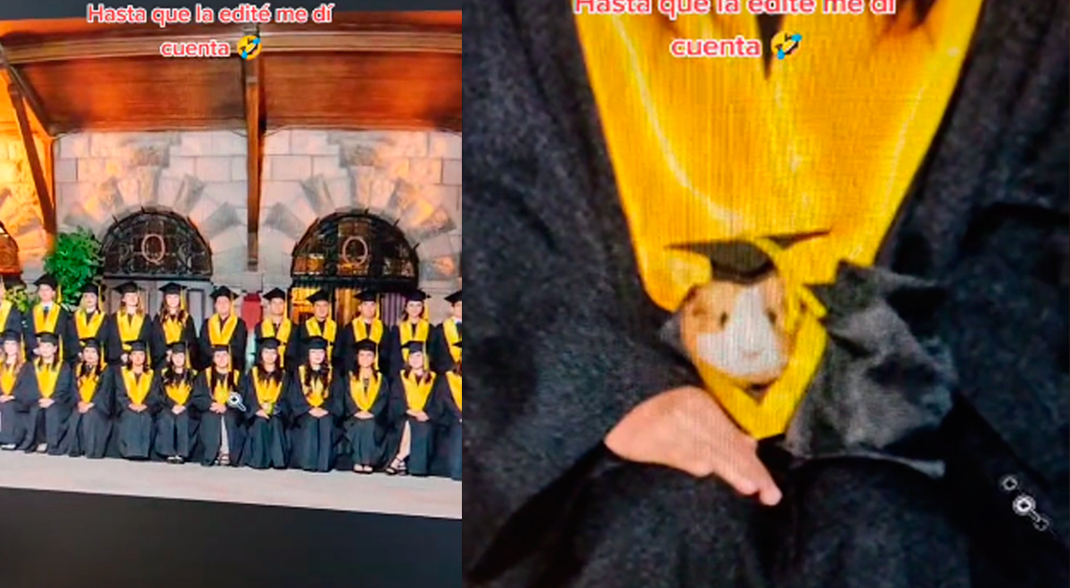 Revisa fotografía de graduación y descubre que cuycito se 'graduó' junto con su dueña
