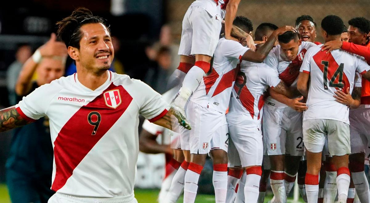 Gianluca Lapadula y la eufórica celebración tras el triunfo de Perú sobre Paraguay