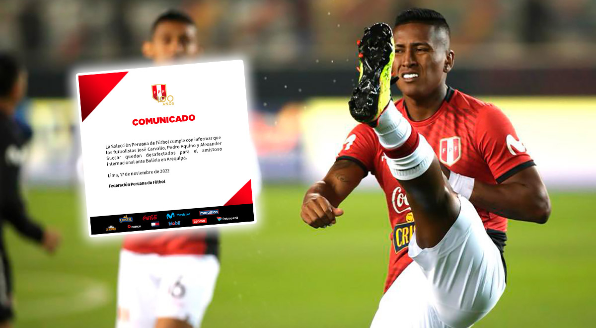 Selección Peruana: FPF comunicó que 3 jugadores quedaron desafectados para duelo ante Bolivia