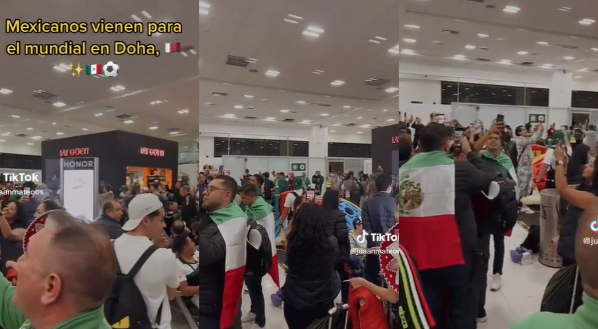 Hinchas mexicanos arriban al aeropuerto de Qatar cantando 