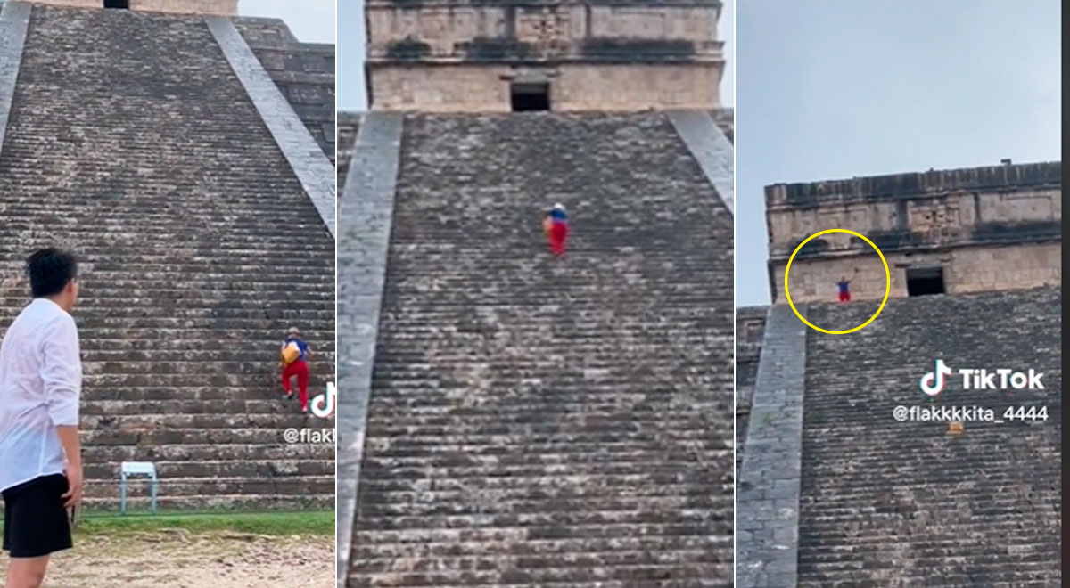 Mujer que subió la pirámide azteca podría recibir multa de 100 a 50 mil pesos