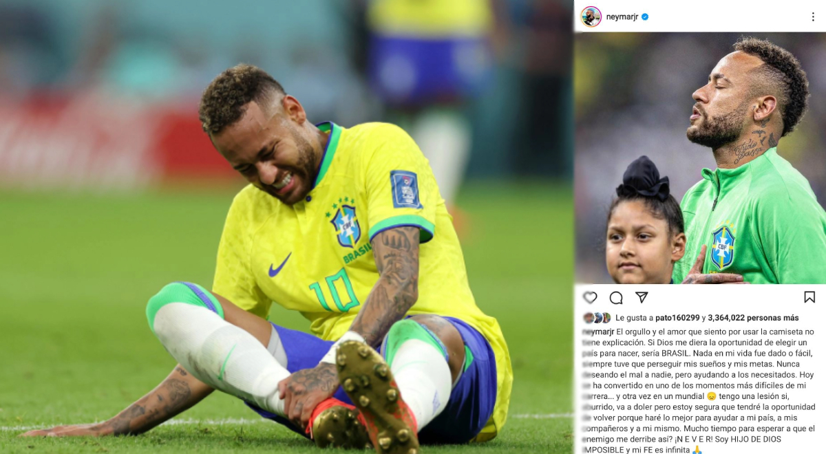 El sentido mensaje de Neymar luego de sufrir una fuerte lesión con Brasil en Qatar 2022