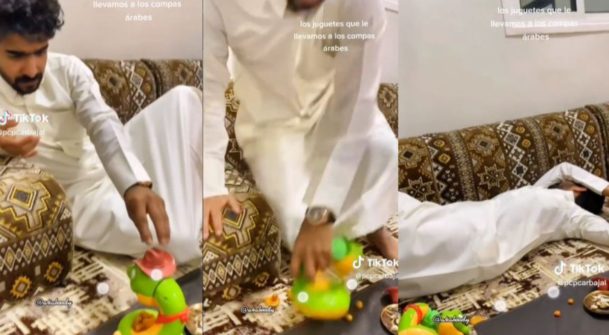 TikTok: ciudadano de Qatar y su curiosa reacción con un juguete de una serpiente