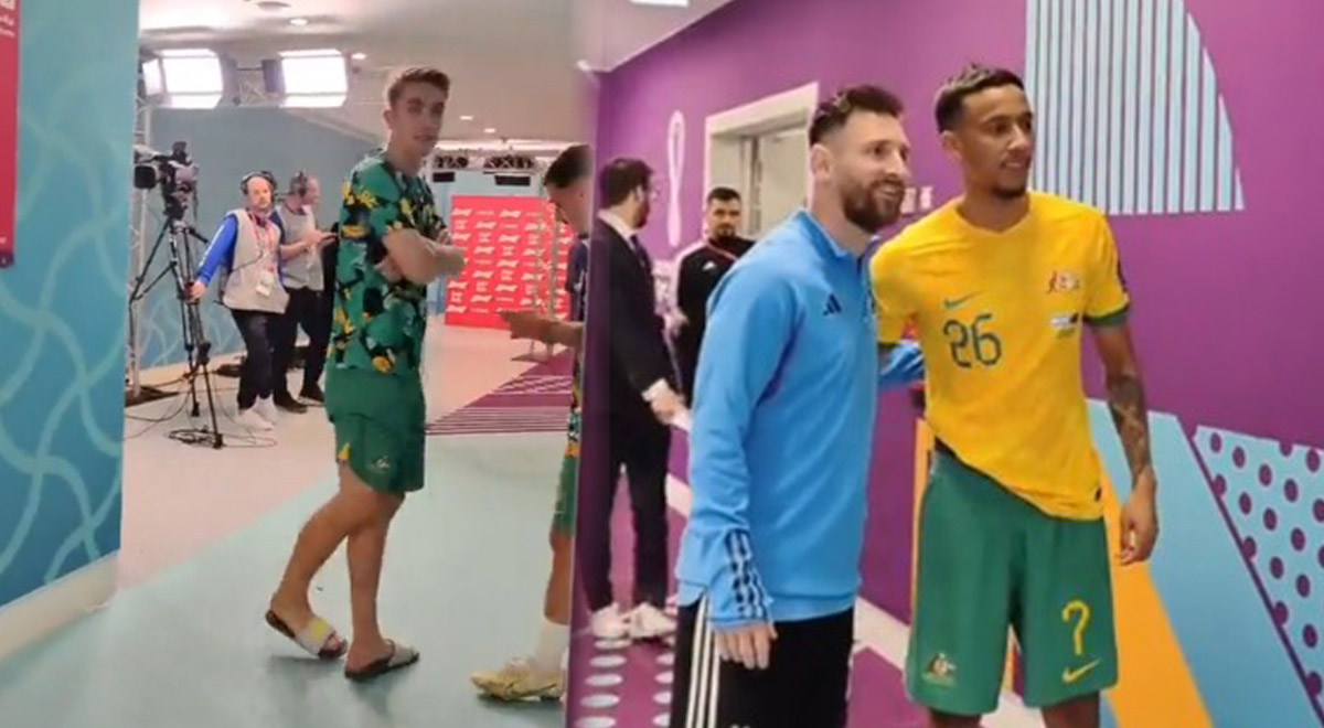 Messi fue sorprendido por jugadores de Australia que le pidieron fotos tras ser eliminados
