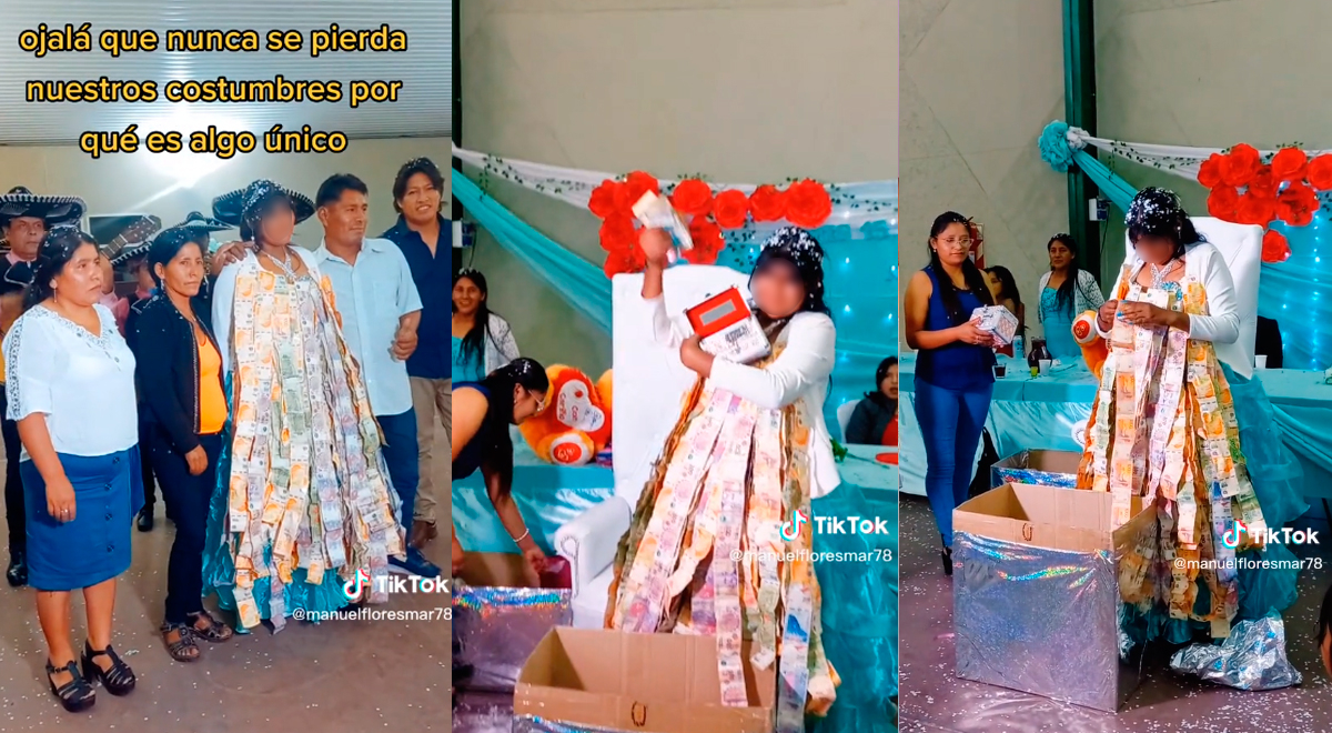 Quinceañera celebra su fiesta y sus padrinos le regalan 'prendas' hechas con billetes