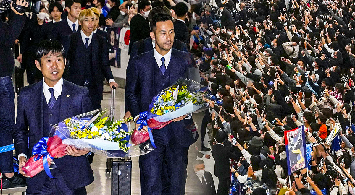 Jugadores de Japón son recibidos como héroes tras su gran campaña en Qatar 2022