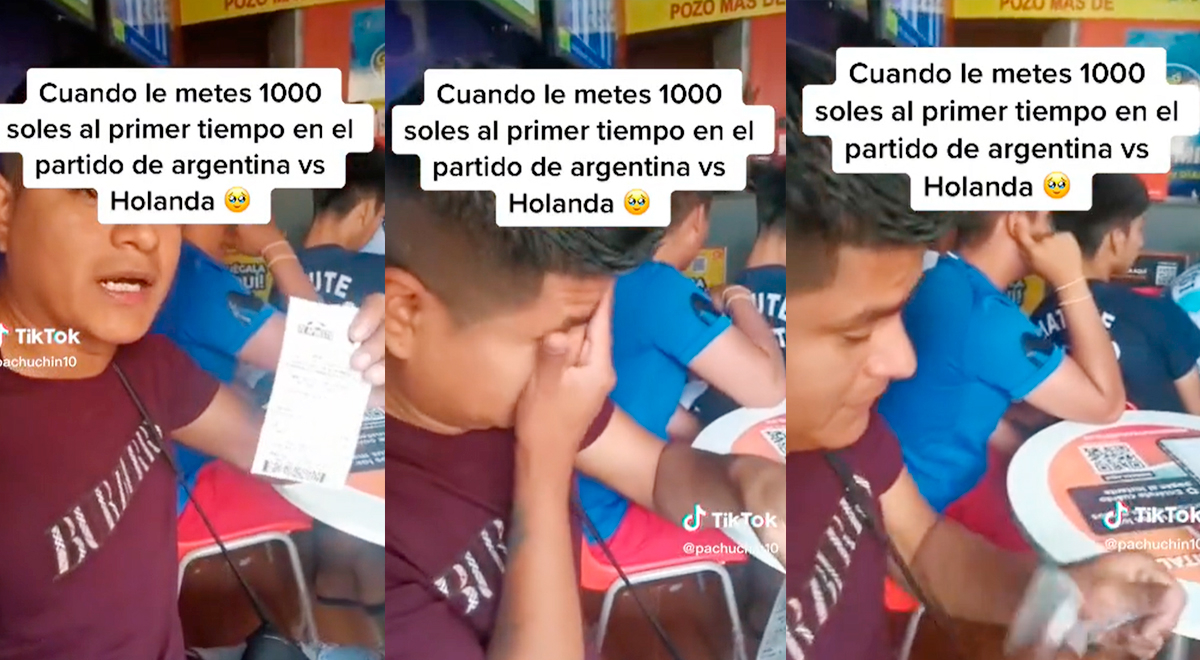 Hincha 'llora' y rompe su ticket tras apostar mil soles a Argentina - Países Bajos