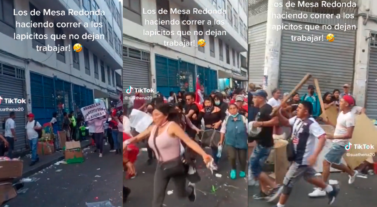 Manifestantes marchan por 'Mesa Redonda' y negociantes los sacan corriendo