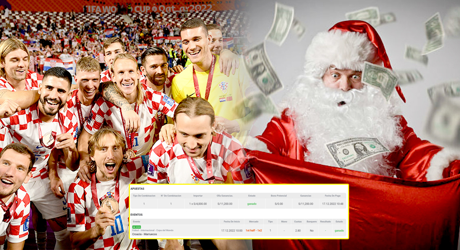Hincha apuesta 4 mil a Croacia vs Marruecos y con premio ganado será el 'Papá Noel peruano'