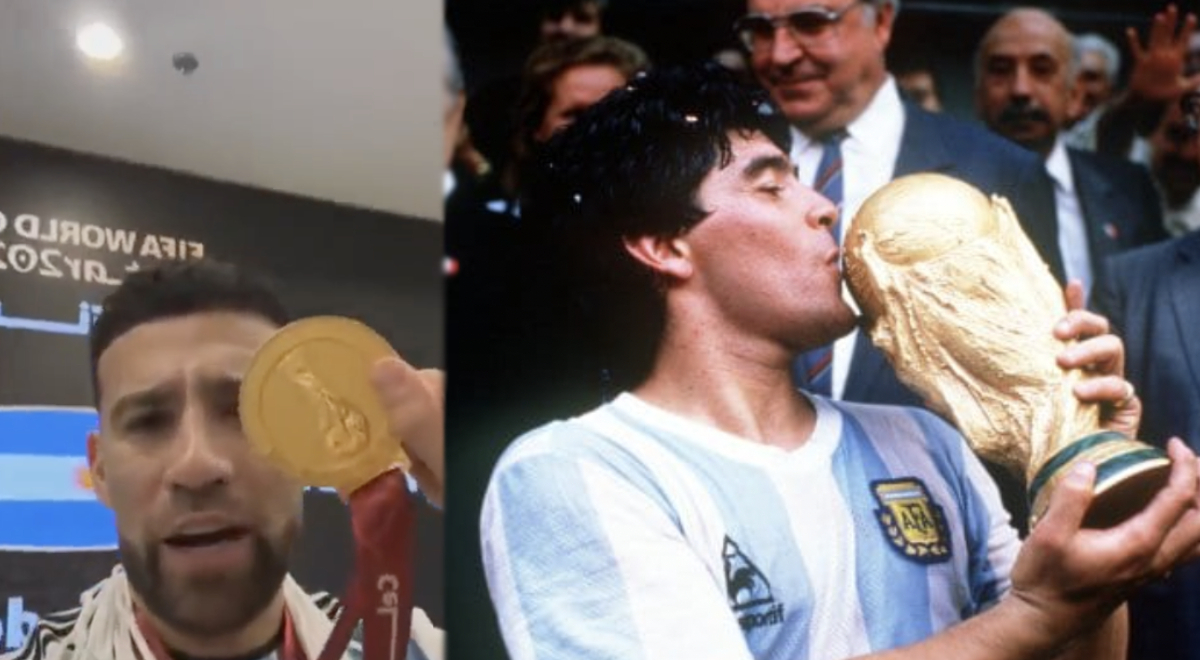 Otamendi celebra el mundial y manda mensaje a Maradona: 