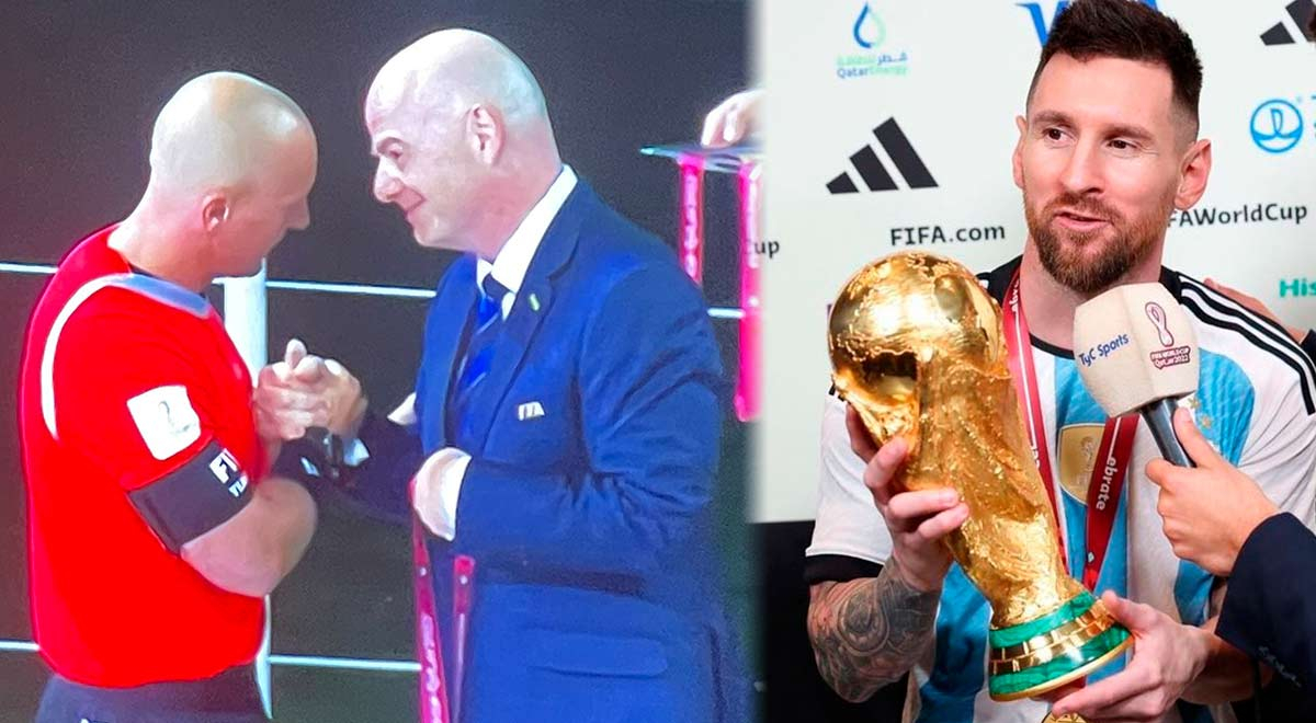 Infantino thanked referee Szymon Marcianiak after Argentina's coronation.