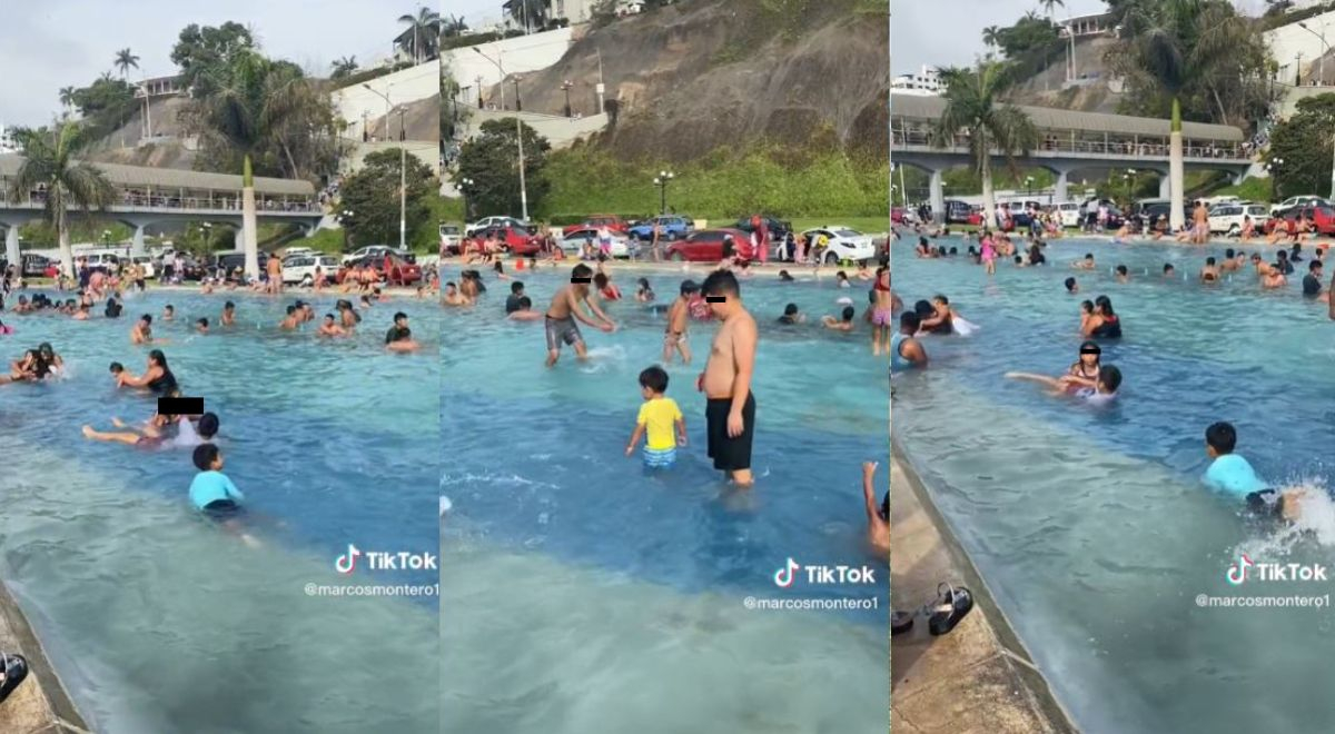 Familias se bañan en pileta de Chorrillos y usuarios reaccionan: 