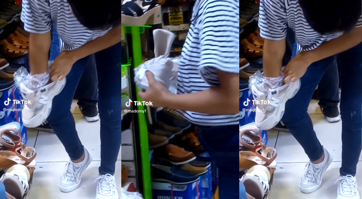 Vendedora es captada usando su mano para 'agrandar' zapato: 