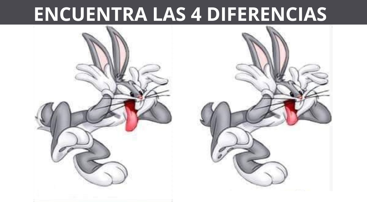 ¿Podrás hallar las 4 diferencias en Bugs Bunny? Resuelve este reto en solo 10 segundos