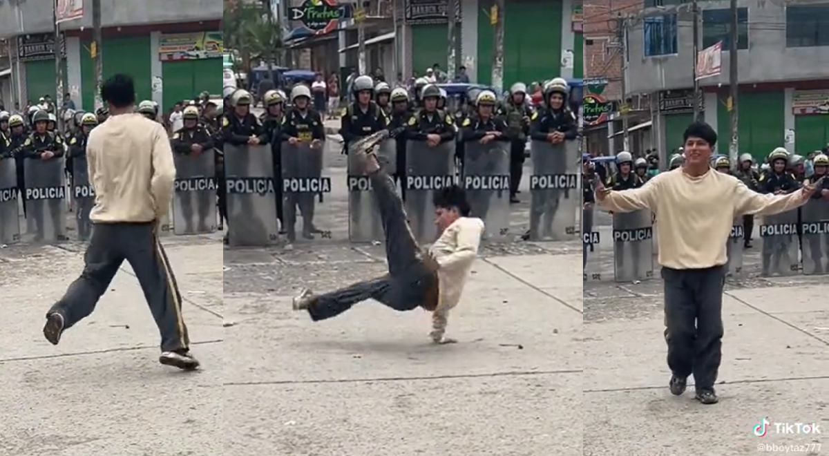 TikTok: Joven reta a policías con baile urbano y recibe ovación de manifestantes