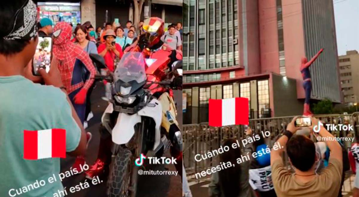 TikTok: 'Iron man' y 'Spiderman' se hacen presentes en manifestaciones en Lima 