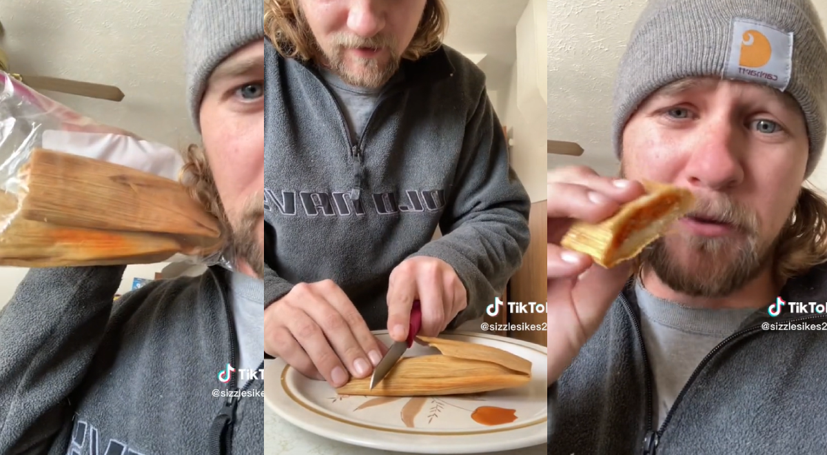 TikTok: turista recibe tamales de regalo, pero los fríe y come con todo y panca