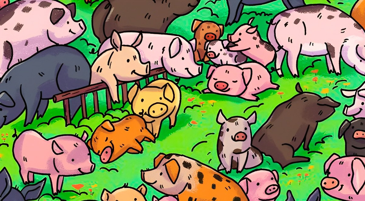 Reto del día: ¿Puedes hallar al animal que se OCULTA entre los cerdos?