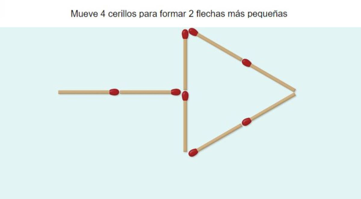 Solo 2% superó la prueba: Mueve cuatro cerillos y arma dos nuevas flechas en 7 segundos