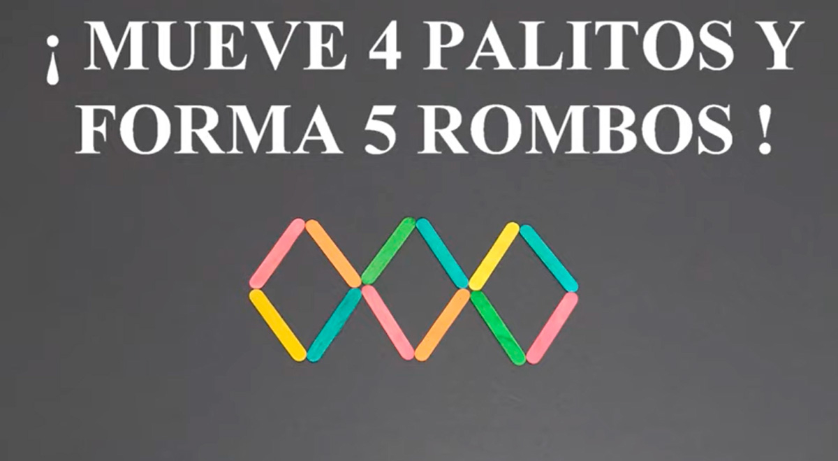 ¿Qué palitos debes mover para formar 5 rombos? Si eres un GENIO superarás el acertijo
