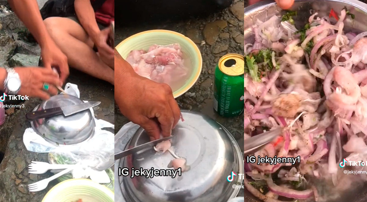 Van a playa de Ancón, lavan pescado con agua de mar y preparan ceviche: 