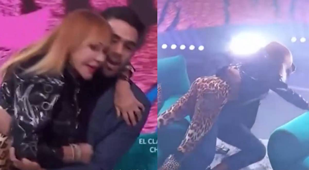 Tigresa del Oriente cae hasta el suelo en su afán de besar a presentador de Telemundo